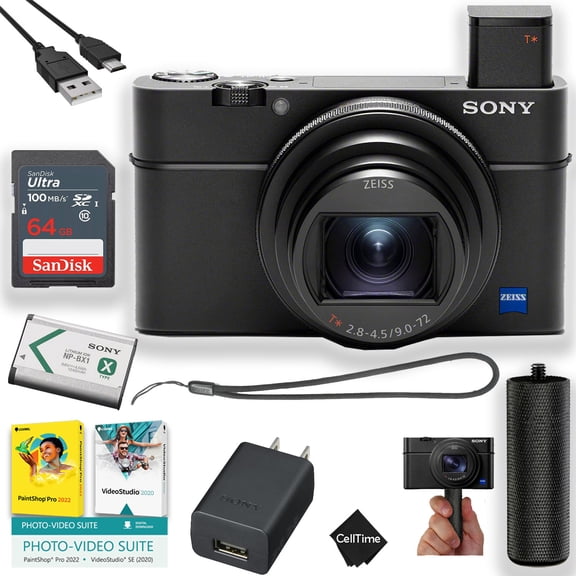 Sony Cyber-shot DSC-RX100 VII Digital Camera with 64GB Ultra Memory Card + Stabilizing Grip + More (International Model)