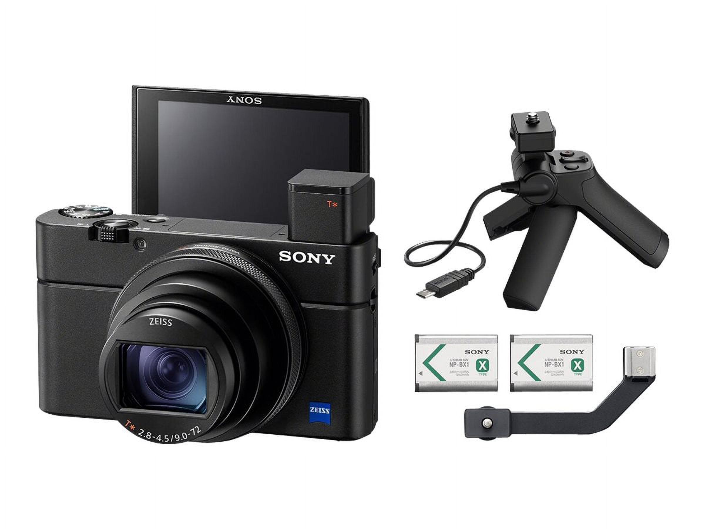 Sony Cyber-shot DSC-RX100 VII - Digital camera - compact - 20.1 MP - 4K / 30 fps - 8x optical zoom - ZEISS - Wi-Fi, NFC, Bluetooth - black - with Sony VCT-SGR1 Shooting Grip - image 1 of 15