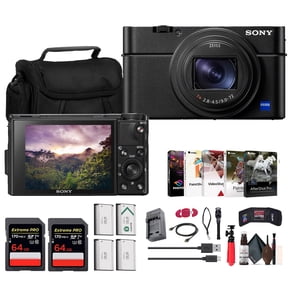 Sony Cyber-shot RX100 VII Digital Camera (DSC-RX100M7) – 20.1MP 1-Inch Stacked CMOS Sensor | ZEISS 24–200mm Zoom Lens + 2 x 64GB Card + Case + 3 x NP-BX1 Battery + More