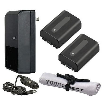 Sony Cybershot DSC-HX100V High Capacity Batteries (2 Units) + AC/DC Travel Charger + Nwv Direct Microfiber Cleaning Cloth.