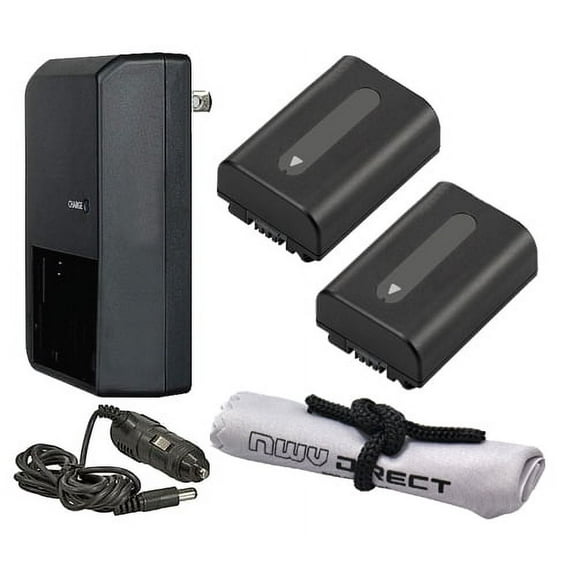 Sony DSC-HX200V High Capacity Batteries (2 Units) + AC/DC Travel Charger + Nwv Direct Microfiber Cleaning Cloth.