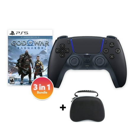 Sony DualSense Controller Bundle with GOW Ragnarok & Mytrix Case for PS5, Midnight Black, 3 Count