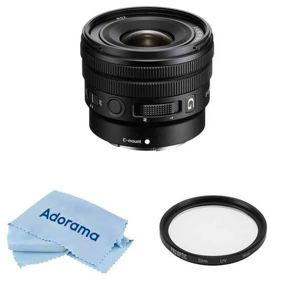 Sony E 10-20mm f/4 PZ G Lens for Sony E, Bundle with ProOptic Pro Digital 62mm Multi Coated UV Slim Filter, Cleaning Cloth