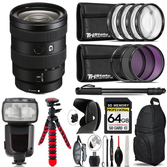 Sony E 16-55mm f/2.8 G Lens + 7 Piece Filter & More - 64GB Accessory Kit (International Version)