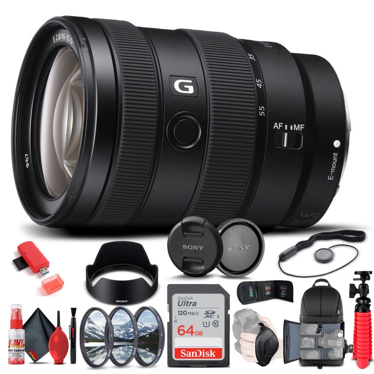 (ソニー) SONY E 16/2.8【ＡＦレンズ】フィルター×3 Sony E 16-55mm f/2.8 G Lens (SEL1655G) Filter Kit BackPack 64GB