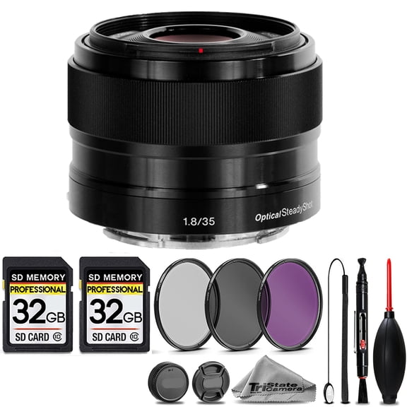 Sony E 35mm f/1.8 OSS Lens + 3PC FILTER + 64GB STORAGE BUNDLE KIT (International Version)