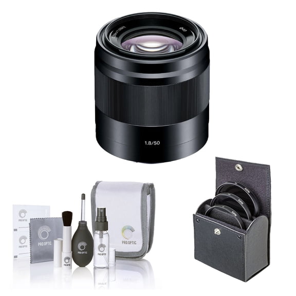 Sony E 50mm f/1.8 OSS Lens for Sony E, Black with Accessories Kit