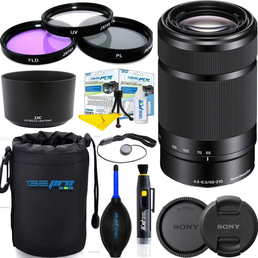 Sony E 55-210mm (SEL55210) F4.5-6.3 OSS Lens for Sony E-Mount Cameras  (Black) 12 PCS Expo Accessories Bundle.