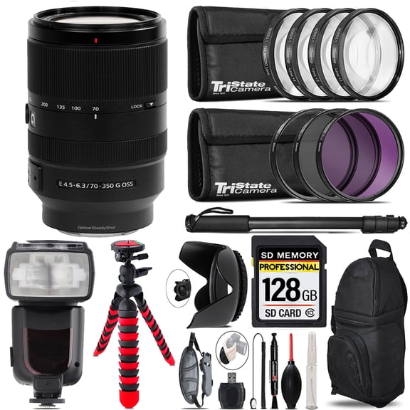 Sony E 70-350 F/4.5-6.3 G OSS Lens + 7 Piece Filter & More - 128GB Accessory Kit (International Version)