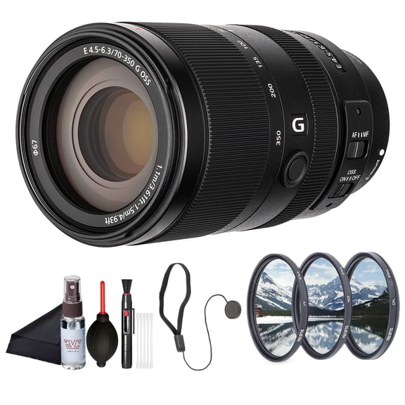 Sony E 70-350mm F4.5-6.3 G OSS Super Telephoto Zoom Lens, APS-C E-Mount (SEL70350G) + Filter Kit