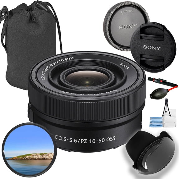 Sony E PZ 16-50mm f/3.5-5.6 OSS Lens Bundle Black - White Box - (Sold without manufacturer warranty)