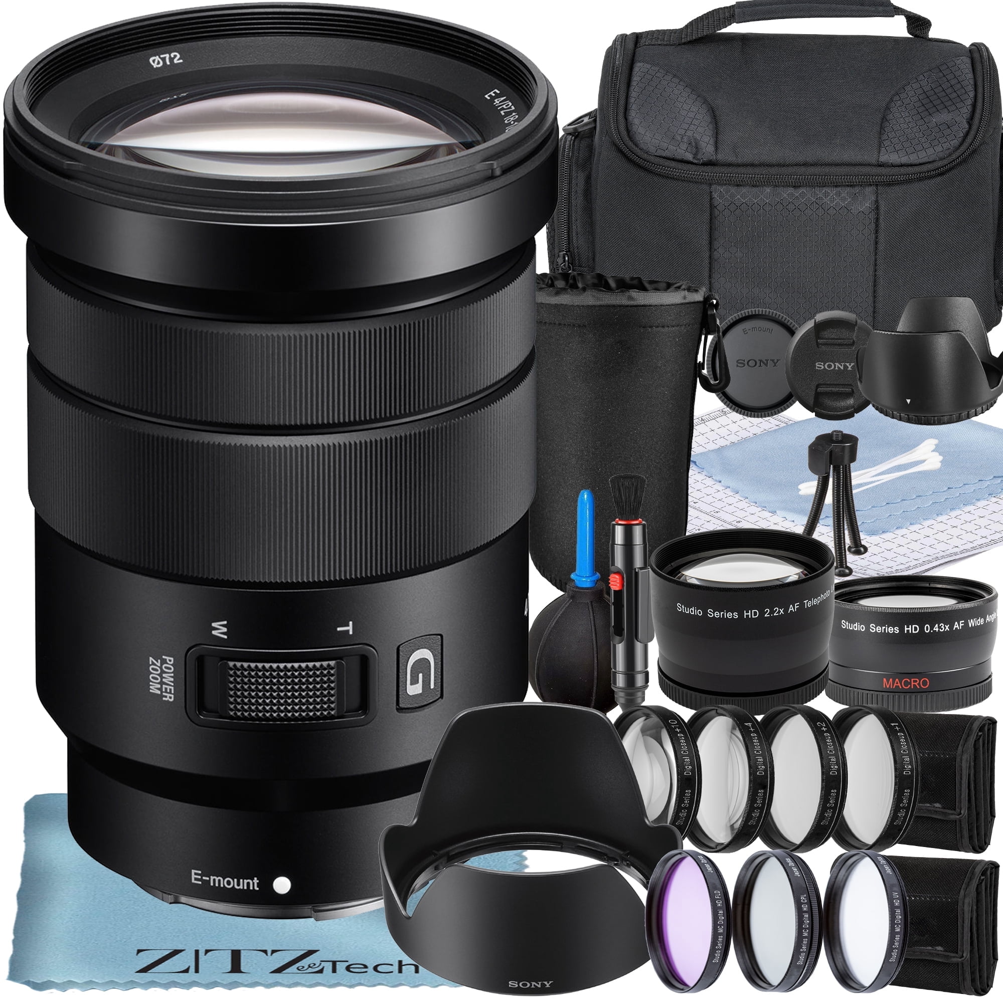 Sony E PZ 18-105mm f/4 G OSS Lenswith Wide angle + Filter Kit +