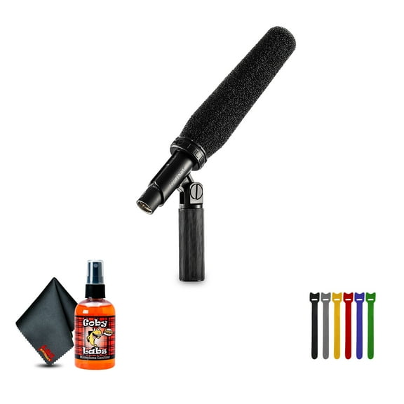 Sony ECM-678/9X Professional Microphone – Low-Noise XLR Electret Condenser Mic for Broadcast, Film, Interviews, & Field Recording + Mic Cleaner + Microfiber Cloth + Cable Ties