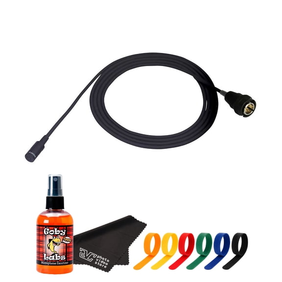 Sony ECM-77 Miniature Omnidirectional Lavalier Microphone with 4-Pin Hirose Connector Pro Lapel Mic for Presentations, Interviews & Film Production + Cable Ties + Microfiber Cloth + Mic Cleaner