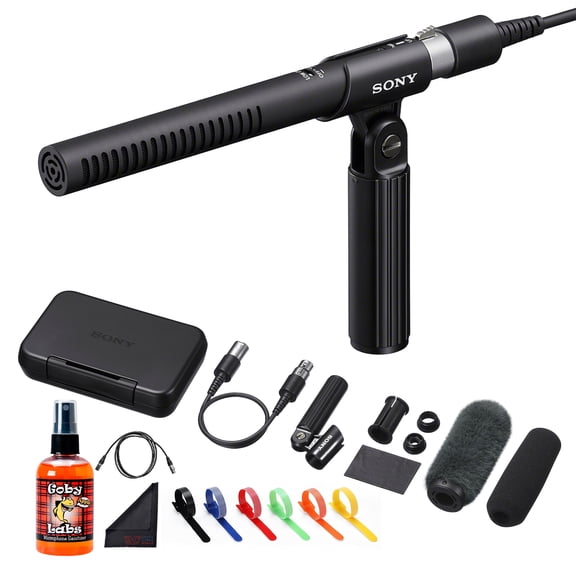 Sony ECM-778 Compact Supercardioid Microphone | Professional Short Condenser with Low Self-Noise, High Directivity & Camera-Mount | For Broadcast & Video (ECM-778) + Cable Ties + Mic Cleaner + More