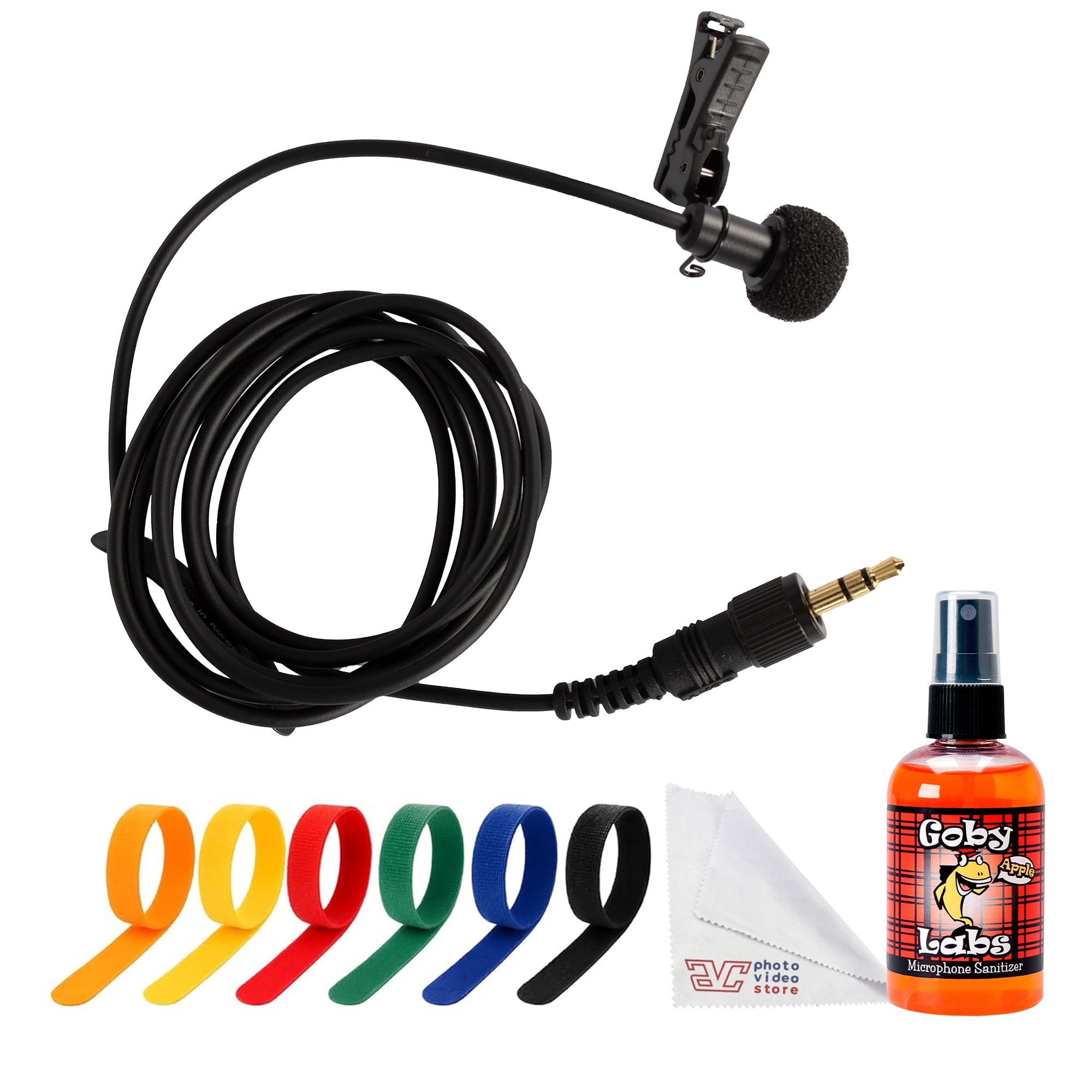 Sony ECM-77BMP Miniature Omnidirectional Lavalier Microphone | Compact Electret Condenser Capsule with Natural Voice Reproduction | For Broadcast, Film & Interviews + Cable Ties + Mic Cleaner + Cloth