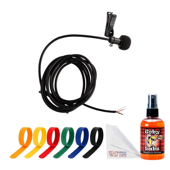 Sony ECM-77BPT Omnidirectional Lavalier Microphone | Compact Electret Condenser with Wide Frequency Response & Natural Voice Pickup | For Broadcast & Interviews + Cable Ties + Mic Cleaner + Cloth