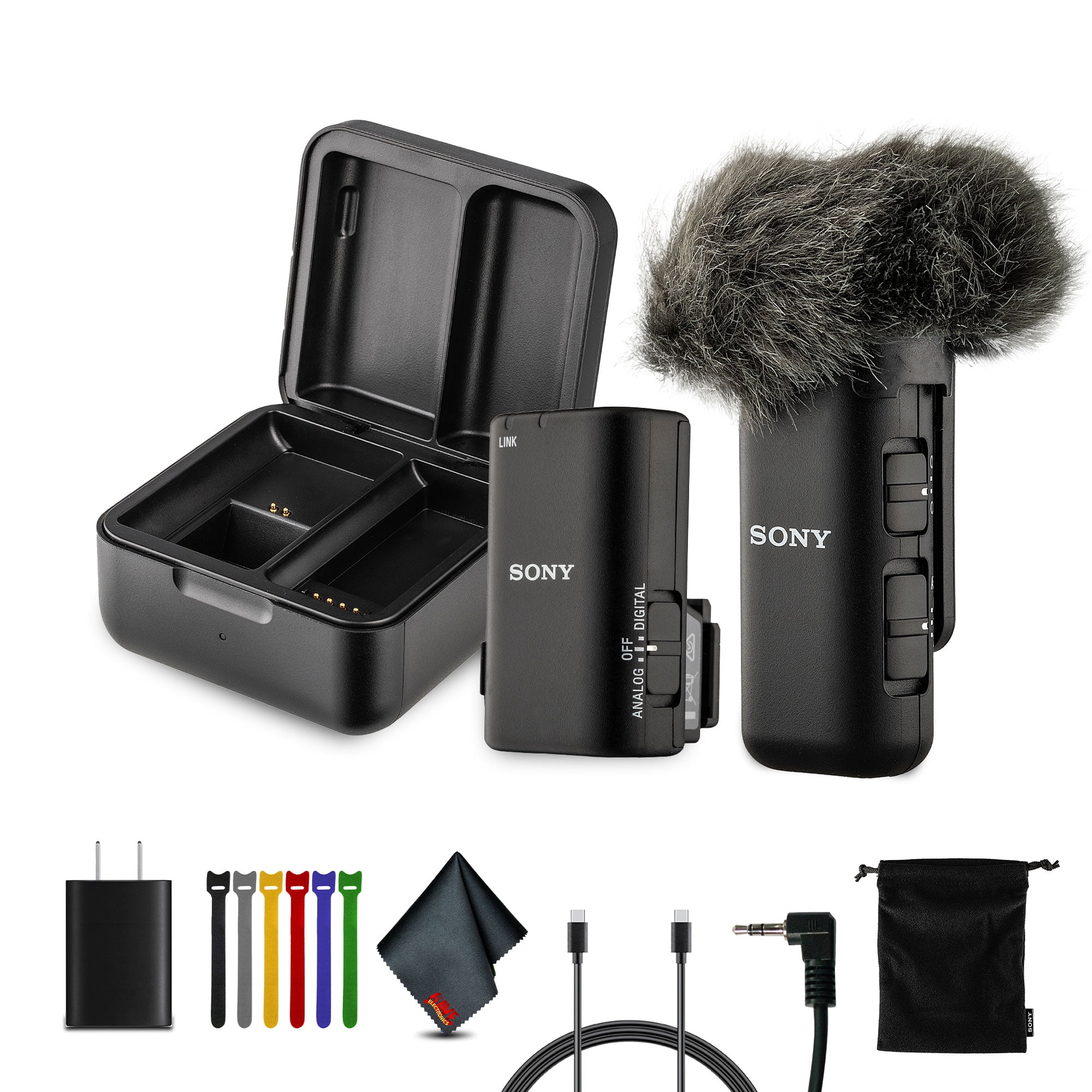 Sony ECM-W3S Dual-Channel Wireless Microphone System with MI Shoe + Accessory Kit (International Model)