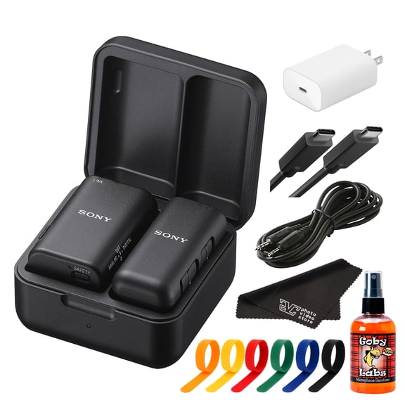 Sony ECM-W3S Wireless Microphone System with Multi Interface Shoe  Dual-Channel Compact Mic  For Interviews, Content Creation, & Live Streaming | Cable Ties | 3.5mm TRS | USB-C Cable | More