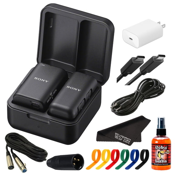 Sony ECM-W3S Wireless Microphone System with Multi Interface Shoe  Dual-Channel Compact Mic  For Interviews, Content Creation, & Live Streaming | XLR to Mini Jack Converter | XLR Cable | More