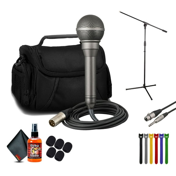 Sony F-115B Handheld Dynamic Microphone Bundle with Boom Stand and Accessories (International Model)