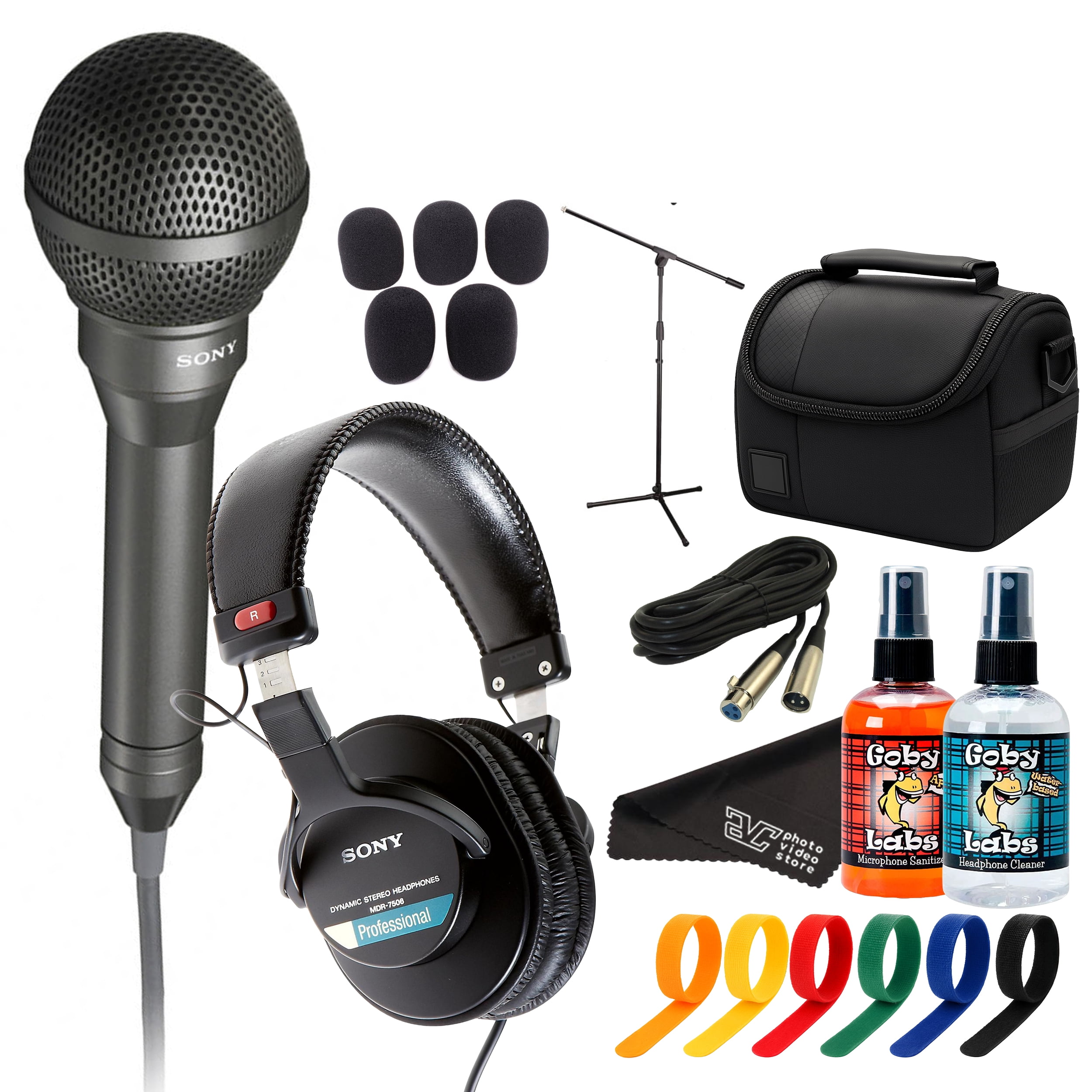 Sony F-115B Weather-Resistant Handheld Microphone – Designed for Outdoor Events, Live Performances, Broadcast & Public Speaking+ Stereo Headphones + XLR to 1/4 TRS Cable + Travel Bag + More