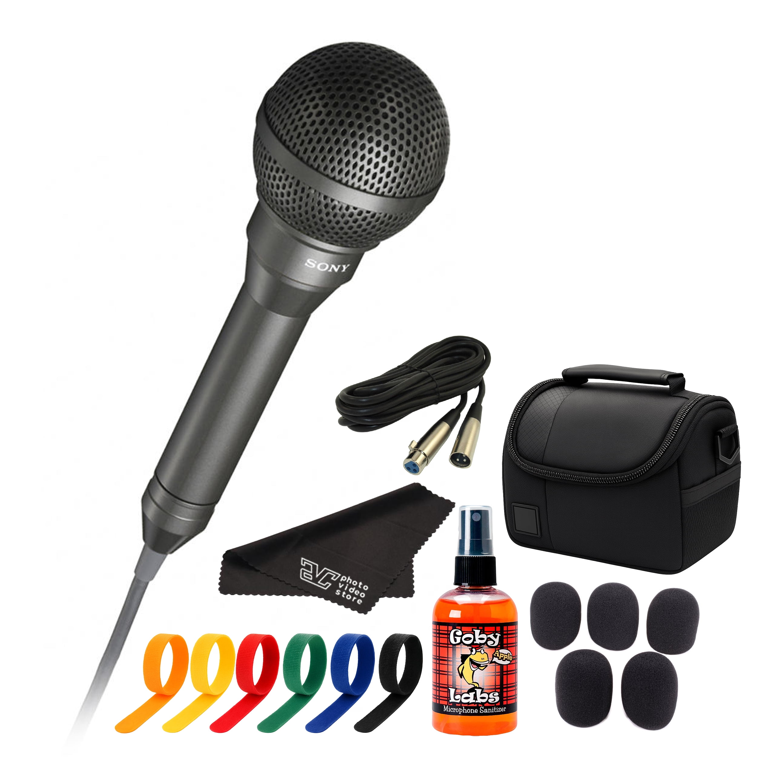 Sony F-115B Weather-Resistant Handheld Microphone – Designed for Outdoor Events, Live Performances, Broadcast & Public Speaking+ XLR to 1/4 TRS Cable + Bag + Cable Ties + More