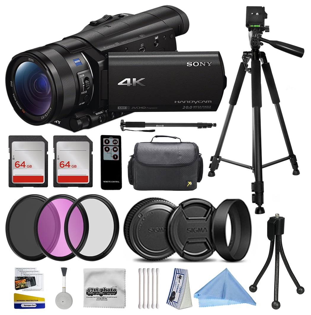 Sony FDR-AX100 4K Ultra HD Camcorder Video Camera Kit, 128GB