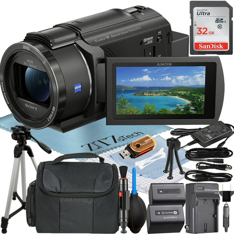Sony FDR-AX43 4K UHD Handycam, 32GB SanDisk Card, Case, Tripod +