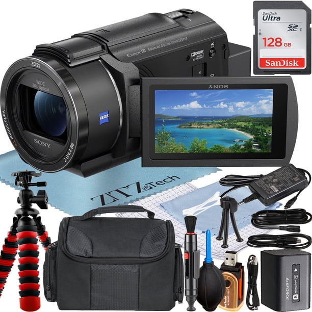 Sony FDR-AX43 4K HD Camcorder with ZeeTech Bundle: Tripod, Case
