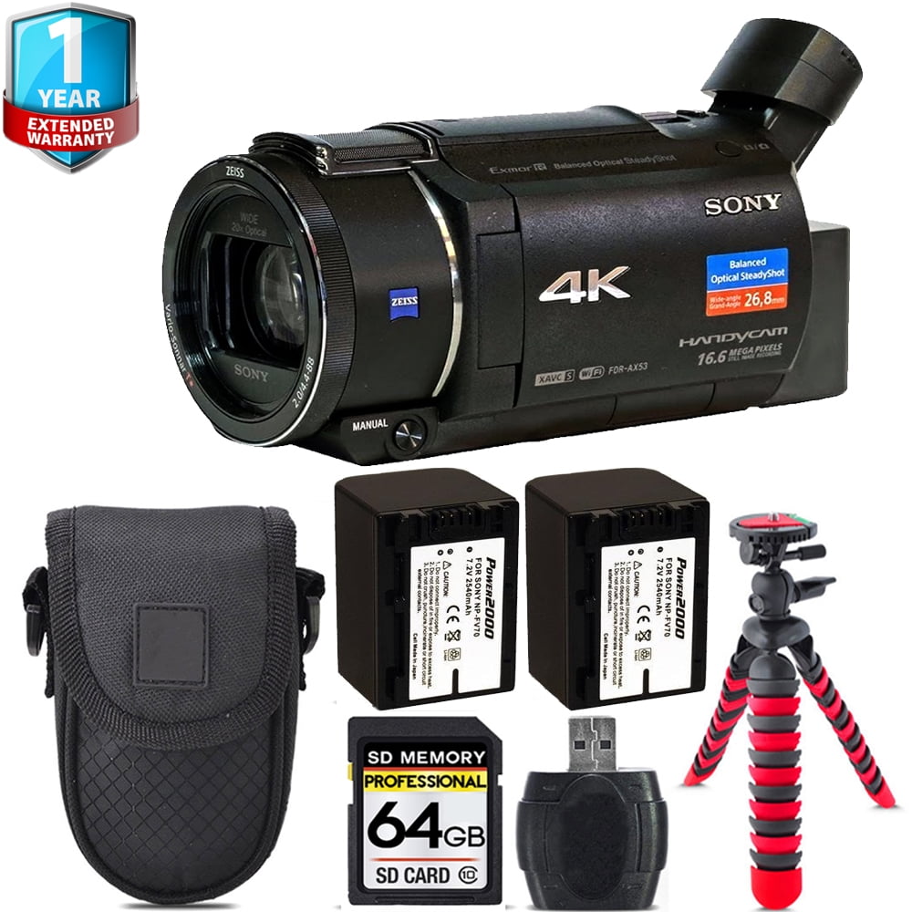 Sony FDRAX53 4K Ultra HD Handycam Camcorder FDRAX53/B + Extra Battery
