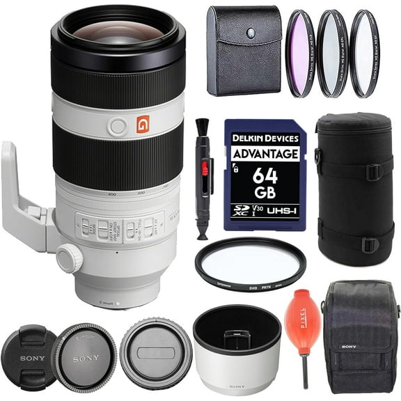 Sony FE 100-400mm F4.55.6 GM OSS (SEL100400GM) Camera Lens Bundle with DHD Protection Filter, 3PC Filter Kit, Deluxe Lens Case, 64GB SD Card + More | Sony 100-400mm