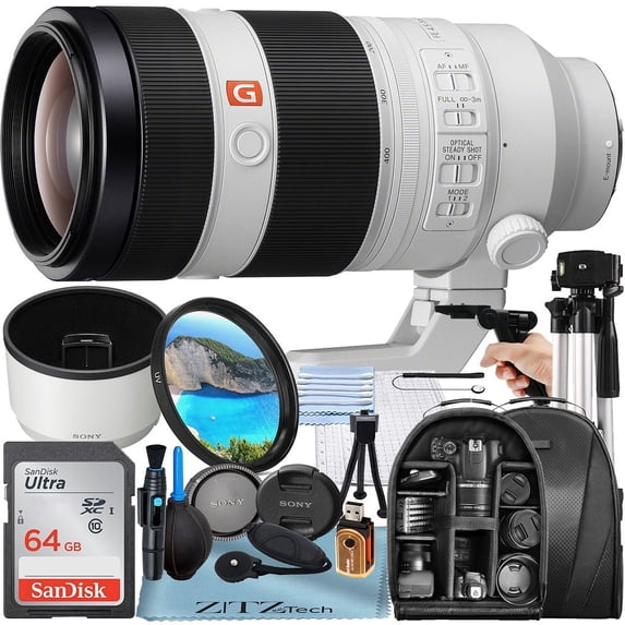 Sony FE 100-400mm f/4.5-5.6 GM OSS Lens with 64GB Memoy Card + Backpack + ZeeTech Accesory Bundle (International Version)