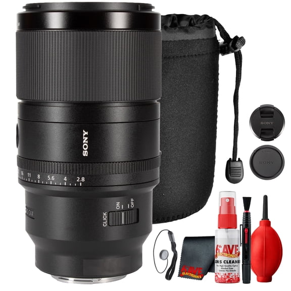 Sony FE 100mm f/2.8 Macro G Master Lens for Full-Frame E-Mount Cameras (SEL100M28GM) + Lens Filter Kit, Cleaning Kit & Accessories (5pc Bundle) (International Model)