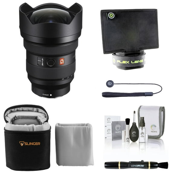 Sony FE 12-24mm f/2.8 GM Lens for Sony E, Bundle with Lens Shade, Lens Cleaner, Cleaning Kit, Lens Cap Tether