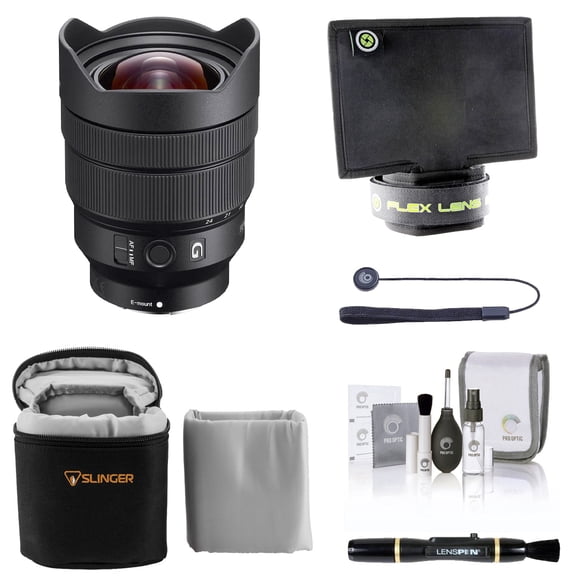 Sony FE 12-24mm f/4 G Lens for Sony E, Bundle with Flex Lens Shade, Soft Lens Case, Lens Cleaner, Cleaning Kit, Universal Lens Cap Tether