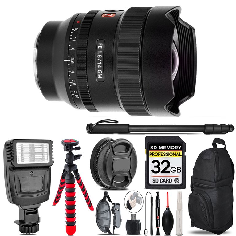 Sony FE 14mm f/1.8 GM Lens + Flash - 32GB Accessory Kit
