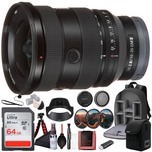 Sony FE 16-35mm f/2.8 G Master II Zoom Lens for Sony E-Mount Full-Frame Cameras with 64GB Memory Card, Filter Kit & Accessories