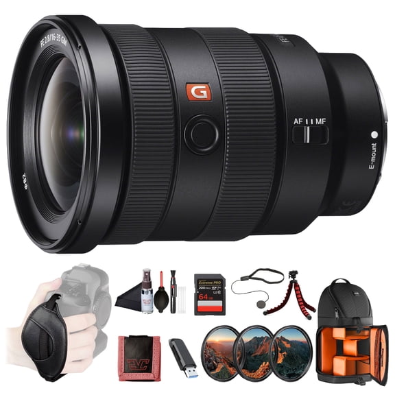 Sony FE 1635mm F2.8 GM Wide-Angle Zoom Lens (SEL1635GM) Full-Frame G Master Optics, Constant F2.8 Aperture | Filter Kit, BackPack, 64GB Card, Card Reader, Flex Tripod and More