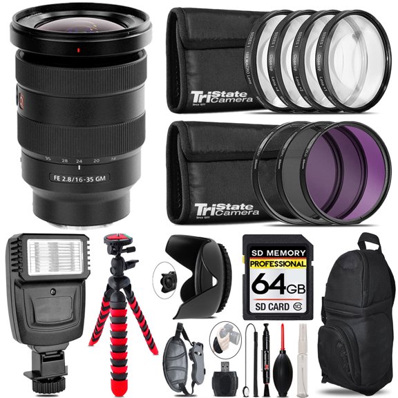 Sony FE 16-35mm f/2.8 GM Lens+ Flash +  Tripod & More - 64GB Accessory Kit (International Version)