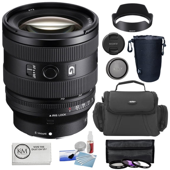 Sony FE 20-70mm f/4 G Lens |Sony E Bundled with Vivitar 3-Piece Multi-Coated HD Filter Set + Vivitar DC-49 Camera Case + Keep Co. Lens Pouch - Large + Precision Design 5-Piece Lens Cleaning Kit (6 It