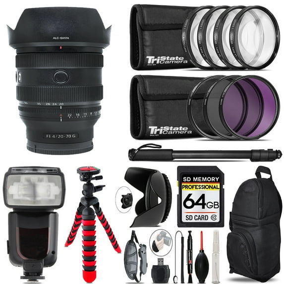 Sony FE 20-70mm f/4 G Lens for Sony E + 7 Piece Filter & More - 64GB Accessory Kit