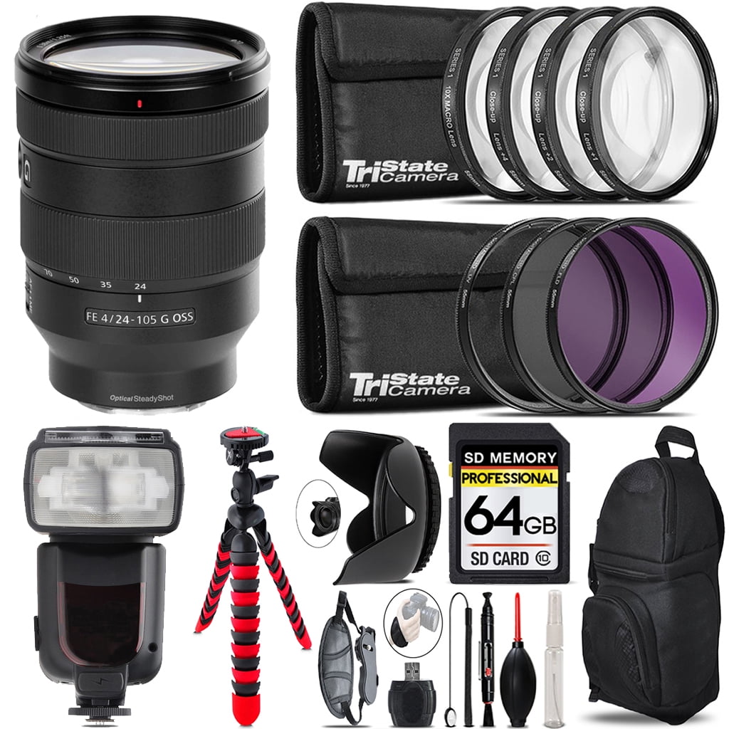 Sony FE 24-105mm f/4 G OSS Lens+ 7 Piece Filter & More - 64GB Kit