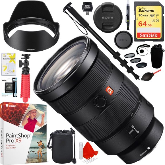 Sony FE 24-70mm F2.8 GM Full Frame E-Mount Lens with 64GB SD Card Plus Accessories Bundle