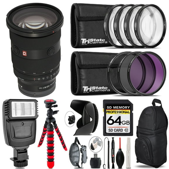 Sony FE 24-70mm f/2.8 GM II Lens + Flash +  Tripod & More - 64GB Accessory Kit (International Version)