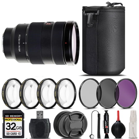 Sony FE 24-70mm f/2.8 GM Lens + 4PC Macro Kit + UV, CPL, FLD Filter - 32GB Kit (International Version)