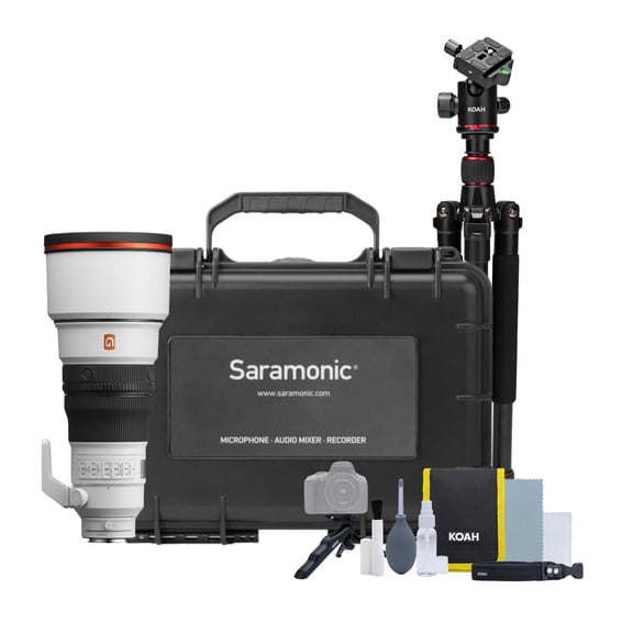 Sony FE 300mm F2.8 GM OSS Full-Frame Telephoto Prime G Master Lens Bundle with 5 Feet Tripod, Hard Carry Case (Black), and Photography Cleaning Kit (4 Items)