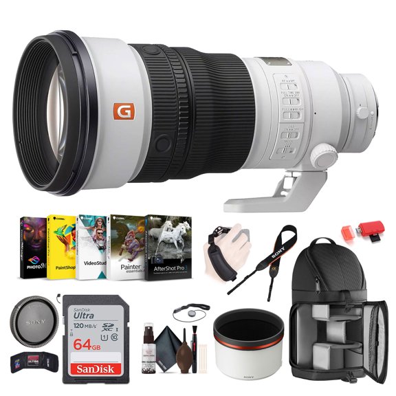 Sony FE 300mm f/2.8 GM OSS Lens (Sony E) (SEL300F28GM) + Sling Backpack + Photo Software + 64GB Memory Card + Cleaning Kit + Hand Strap + Card Wallet + Memory Card Reader + Lens Cap