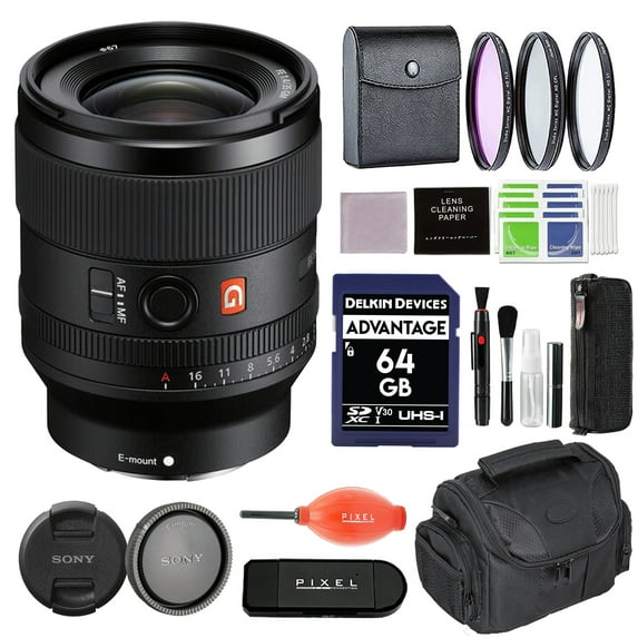 Sony FE 35mm F1.4 GM (SEL35F14GM) Lens with Gadget Bag, 3PC Filter Kit, 64GB SDXC Card & More | Sony 35mm Lens