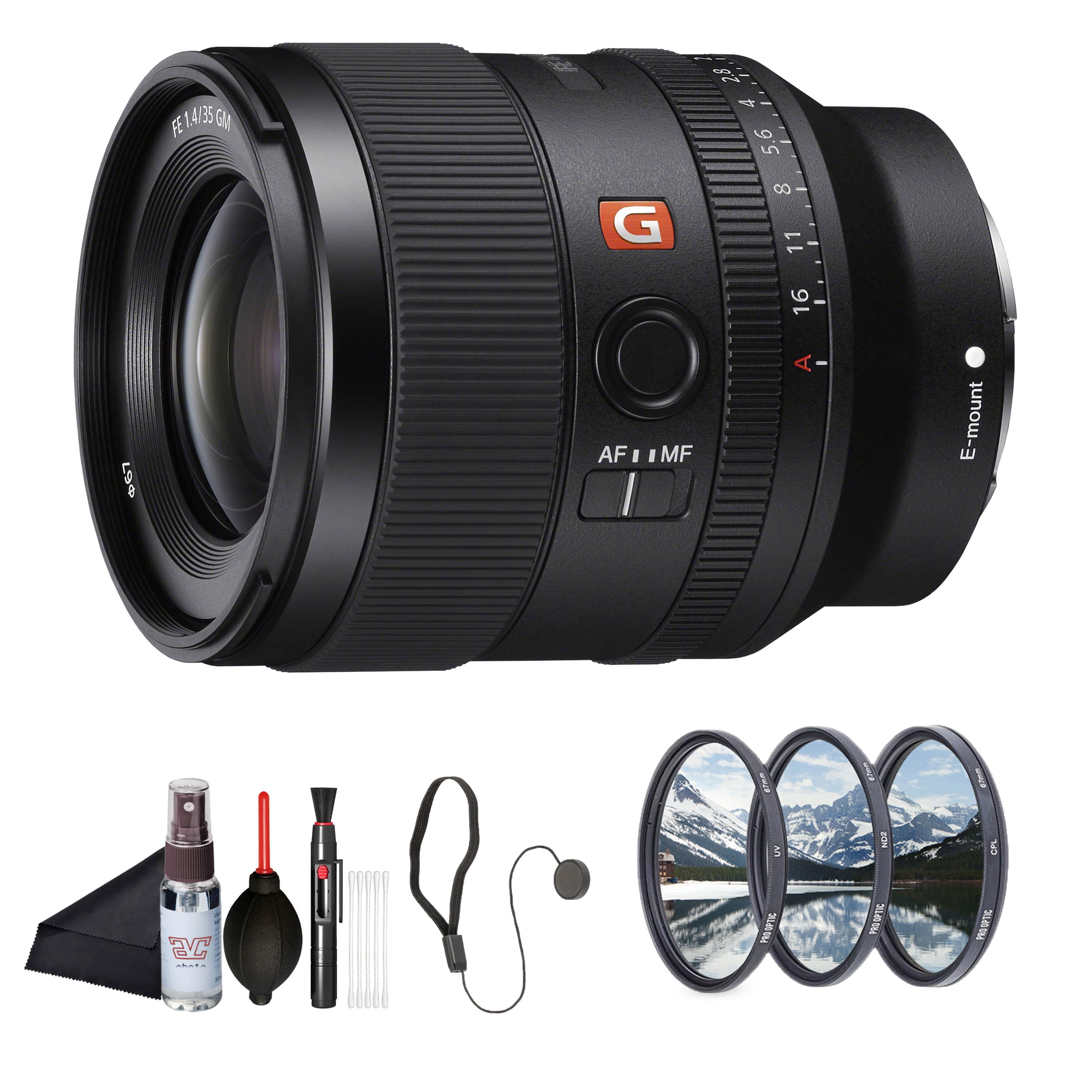 Sony FE 35mm F1.4 GM Wide-Angle Prime Lens (SEL35F14GM) – Full-Frame E-Mount | Bright F1.4 Aperture | G Master Optics | Filter Kit, Cap Keeper, Cleaning Kit, and More